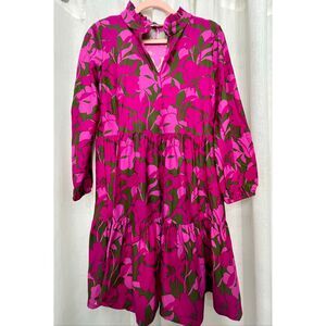 Jude Connally Women's Dolly Floral Tiered Mini Dress Pink Green Size Small NWOT